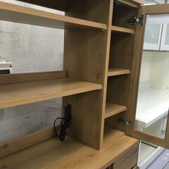 ★リユースのサカイ横浜南店★YM1115 福山木工所 食器棚 ブラウン W89×D42×H176 クリーニング済みの画像