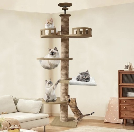 中古のキャットツリー キャットツリー 据え置き 高さ 190cm 幅 94cm 猫タワー 爪とぎ