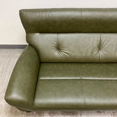 《月末限定！》ジモティー見た！で10%OFF【3人掛けソファ】馬場家具  インターリバックス フリード ソファ 本皮 ソファ  : グリーンの画像
