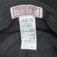 GUESS ゲス バケットハット キャップ 帽子 ブラックメンズレディース　ワンサイズFREE　美品　コットン100％たためる帽子の画像