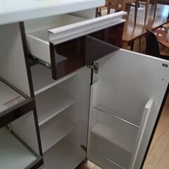 ★リユースのサカイつくば店★TK6011  レンジ台 ダークブラウン H120×D45×W80 クリーニング済みの画像