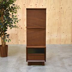 ≪yt1982ジ≫ Meuble/モーブル ブルーノII(WN) 45キャビネット 幅45cm チェスト/サイドボード/ブラウン/ウォールナット色/中古家具/宮城県仙台市 70716-08の画像