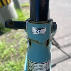 自転車　No.392　シティサイクル　27インチ　LEDオートライト付き　水色　【リサイクルショップどりーむ荒田店】の画像