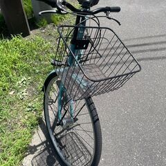 自転車　No.392　シティサイクル　27インチ　LEDオートライト付き　水色　【リサイクルショップどりーむ荒田店】の画像
