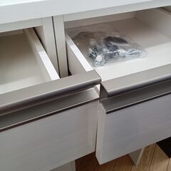 ★リユースのサカイつくば店★TK6014 ニトリ 食器棚 ホワイト H201×D51×W100 クリーニング済みの画像