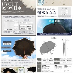 日傘　晴雨兼用傘　100%遮光　8本傘　の画像