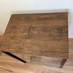 木目天板スチールテーブル　美品の画像