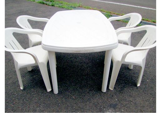 507154 ガーデンテーブルセット / テーブルサイズ約132×83cm 高さ約72cm 庭 BBQ