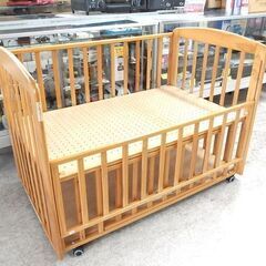 KATOJI ベビーベッド 内寸70×120cm ナチュラル 木製 キャスター付き 新生児 赤ちゃん ベビー用品☆ 札幌市北区屯田 の画像