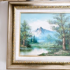 風景画　油彩　ガラス入り額縁付きの画像