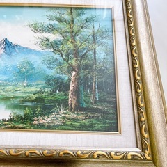 風景画　油彩　ガラス入り額縁付きの画像
