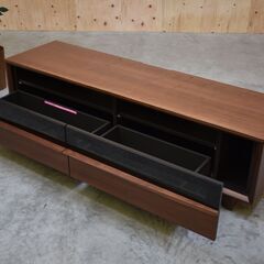 ≪yt1984ジ≫ Meuble/モーブル ブルーノII(WN) 160AVローボード 幅160cm TVボード/テレビ台/ブラウン/ウォールナット色/中古家具/宮城県仙台市 70718-10の画像