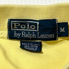 ポロバイラルフローレン ロゴ刺繍 半袖ポロシャツ メンズ Mサイズ イエロー 黄 古着 ヴィンテージ 鹿の子ポロシャツの画像
