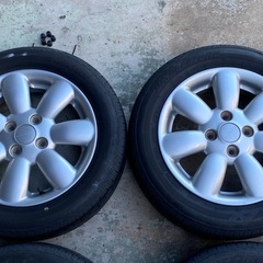 香川県　人気　HE22S ラパン　純正　アルミホイール　タイヤ2022年　6分山 155/65R14の画像