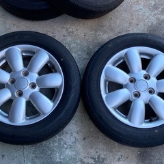 香川県　人気　HE22S ラパン　純正　アルミホイール　タイヤ2022年　6分山 155/65R14の画像