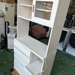 大阪❗️♻️エコマックス♻️配送も可🙌⭕️「6」ホワイト レンジボード ガラス扉付きの画像