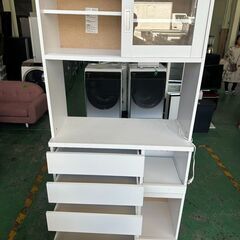 大阪❗️♻️エコマックス♻️配送も可🙌⭕️「6」ホワイト レンジボード ガラス扉付きの画像