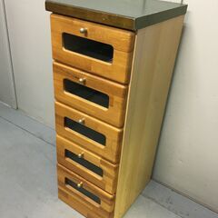 A4432　三興産業　5段収納　キャビネット　引き出し　家具　木製　チェストの画像