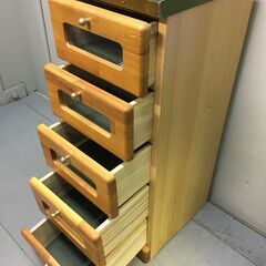 A4432　三興産業　5段収納　キャビネット　引き出し　家具　木製　チェストの画像
