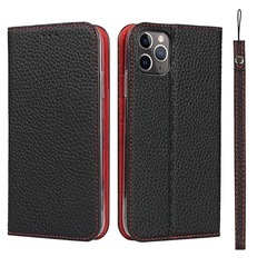 新品！Eastwave for iPhone 11 Pro Max ケース for iPhone11 Pro Maxケース手帳型 アイフォンfor iPhone11promax ケース for iPhone 11promax 財布型 カバー 手帳 本革 柔らかい 本皮 高質 スプラットホール付き スプラット同梱 -ブラックの画像