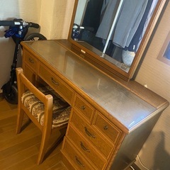 村上開明堂　木製ドレッサー(スツール付き)　鏡台　メイク台　化粧台　化粧机　の画像