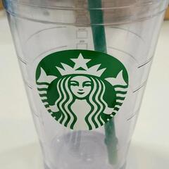 0728-266 Starbucks タンブラー 透明 緑色ストローの画像