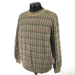 イタリア製★ボット/BOTTO★Vネック/長袖/3Dニットセーター【メンズM/茶系/brown/コットン】Tops/Vintage◆zBH583の画像