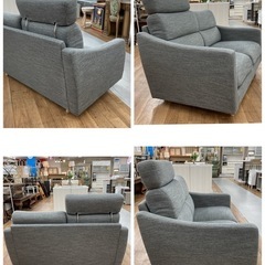 S739 ⭐ NITORI ニトリ ファブリック２Pソファ ヘッドレスト付き 幅128 USED の画像