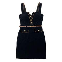 ROBE de FLEURS Glossy ローブドフルールグロッシー レザーパイピングウエストカットベルトタイトキャバドレスの画像
