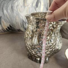 Francfranc アンティーク風シルバー フクロウ 花瓶 小物入れ オブジェの画像