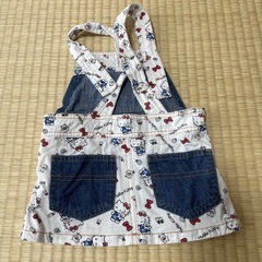 80cm 着用1回 キティちゃん オーバーオール スカートの画像