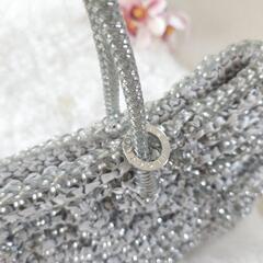 美品ANTEPRIMA保存袋付き リボン編み込みワイヤーバッグ シルバーの画像