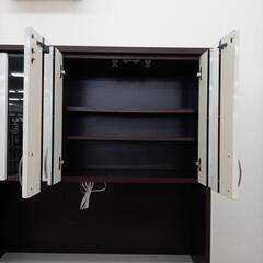 リユースのサカイ太田店★ジモティ割あり★ 松田家具 レンジボード ホワイト✕ダークブラウン H198×D45×W117.5 クリーニング済み OJ10247の画像