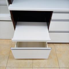 リユースのサカイ太田店★ジモティ割あり★ 松田家具 レンジボード ホワイト✕ダークブラウン H198×D45×W117.5 クリーニング済み OJ10247の画像