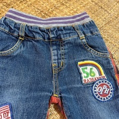 90 デニム　チェック　ハーフパンツ　ワッペンの画像