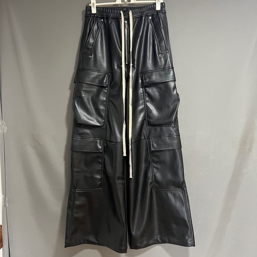 メンズ Rick Owens leather cargo pants 46