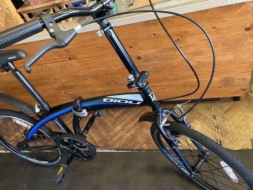 【SALE！7月末まで防犯登録無料！後輪チューブ新品！】高さ調整可能　シングルギア　20インチ折りたたみ自転車　マットブラック×ブルー