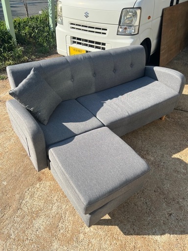 【美品・ヘタレなし！】３人がけソファ オットマン付き