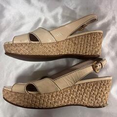 PRADA プラダ ジュートウェッジソールサンダル パテントレザー 夏レディースサンダルの画像