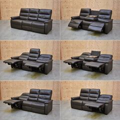 ≪yt1986ジ≫ nitori/ニトリ 3人掛け電動リクライニングソファ Nビリーバ レザー 本革＋合成皮革 N-BELIEVA LEATHER 中古家具/宮城県仙台市 70718-04の画像