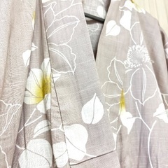 新品未使用 ベージュ 浴衣 フリーサイズ 綿100%の画像