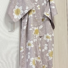 新品未使用 ベージュ 浴衣 フリーサイズ 綿100%の画像