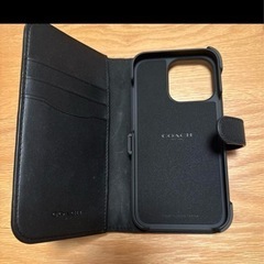 COACH 手帳型ケース ブラック レザーの画像