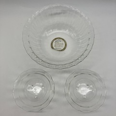 stp-3314　未使用品　パイレックス　ガラス容器　3点セット　ボウル　ミニボウル　耐熱　ガラス　食器　PYREX 硝子　盛り皿　取り皿　洋食器　岩城　iwakiの画像