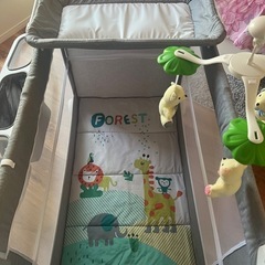 Brotish 幼児用ベッド ミニ ベビーベッド プレイヤード ベビーサークル ベビー 折りたたみ 新生児 プレイサークル お昼寝マット キャスター キャリーバッグ付 出産祝い 長さ110cm幅60cm高さ75cm 0ヶ月〜 （グレー）の画像