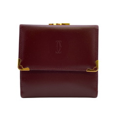 カルティエ CARTIER 三つ折り財布 マストライン がま口 ボルドー コンパクトウォレット ボルドーの画像