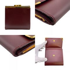 カルティエ CARTIER 三つ折り財布 マストライン がま口 ボルドー コンパクトウォレット ボルドーの画像