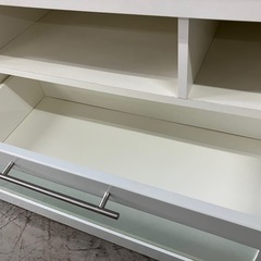O 2507-735 テレビ台 ホワイト コロ付き キズ汚れ有り 現状お渡しの画像