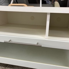 O 2507-735 テレビ台 ホワイト コロ付き キズ汚れ有り 現状お渡しの画像
