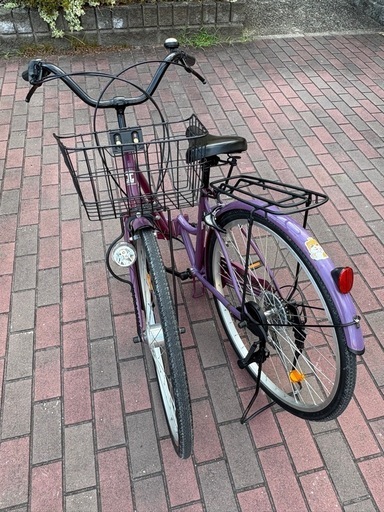 26㌅オートライト変速付き折り畳み軽快車(パープルカラー)